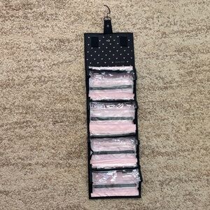 Mary Kay Pink and Black Hanging Cosmetic Organizer with Clear Zip Pockets